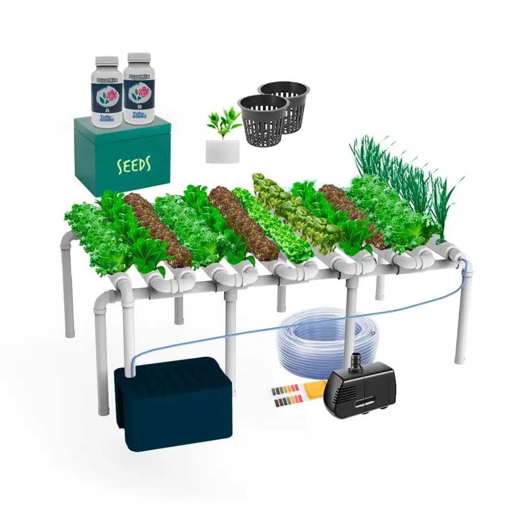 Hydroponic Kit N4 NFT System for 96 Plants, Complete Indoor Garden with Nutrients, Seeds & Accessories