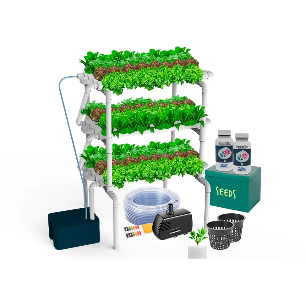 Hydroponic Kit N8 NFT System for 96 Plants, Complete Indoor Garden with Nutrients, Seeds & Accessories