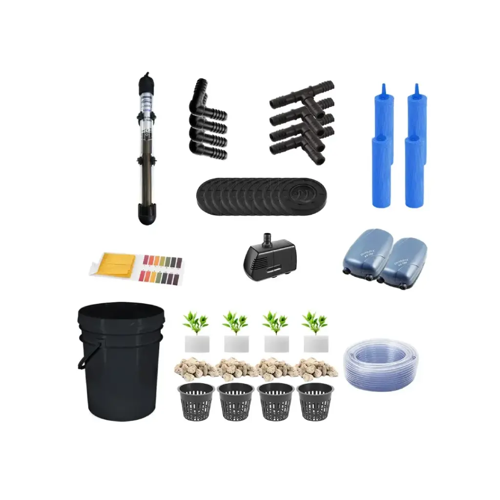 Grow Pot RDWC 2GAL Kit 5-Bucket Hydroponic System with Air Pumps, Net Pots & Water Reservoir (1/2")
