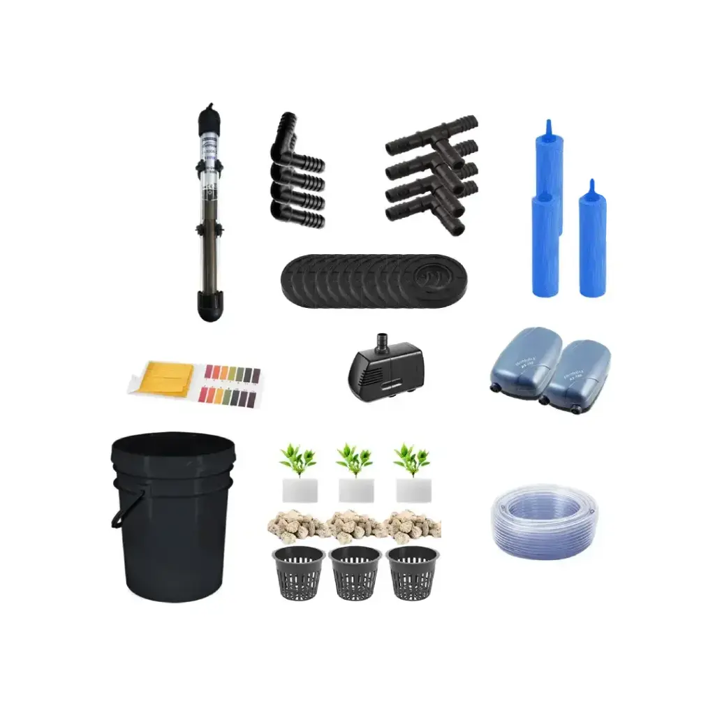 Grow Pot RDWC 5GAL Kit 4-Bucket Hydroponic System with Air Pumps, Net Pots & Water Reservoir (1/2")