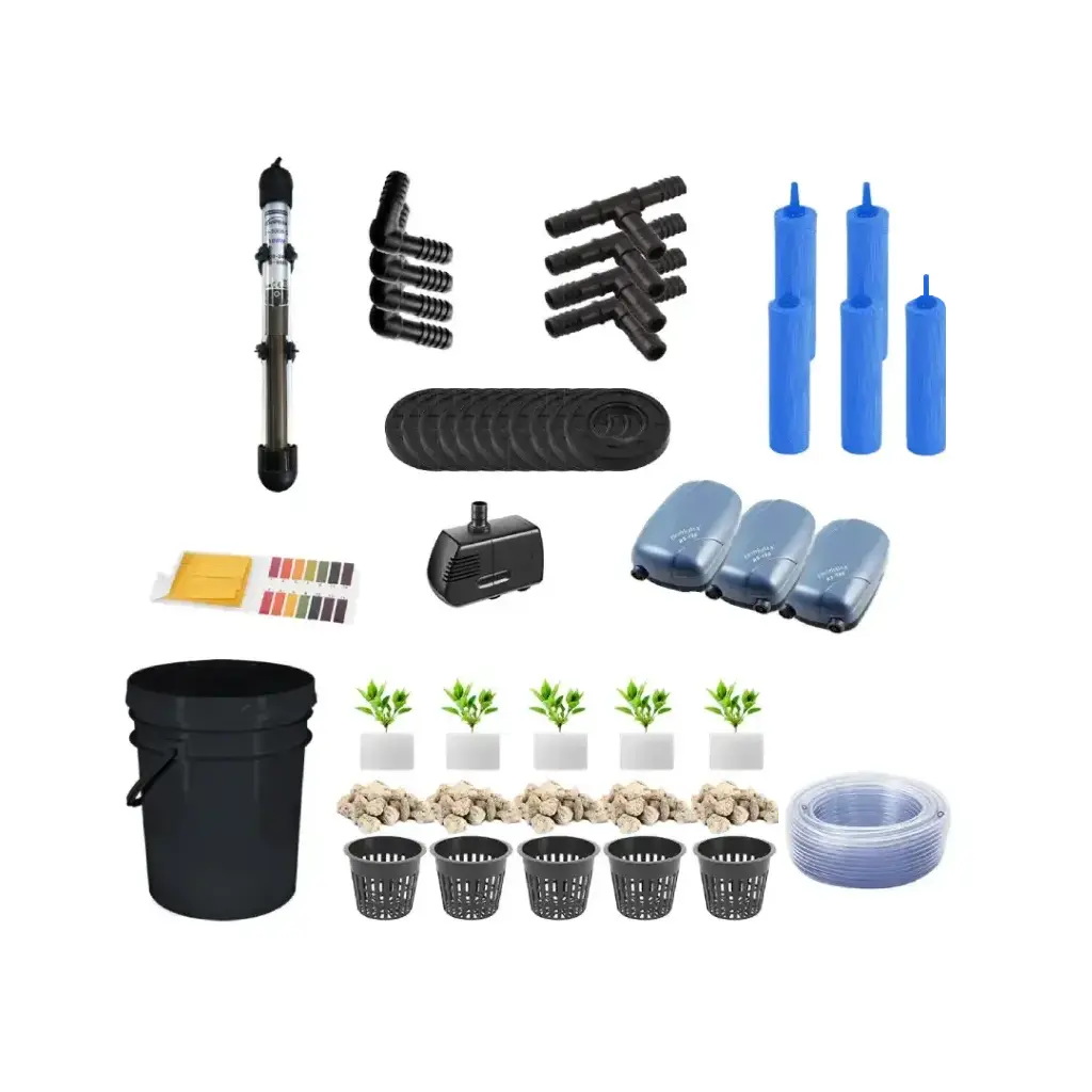 Grow Pot RDWC 5GAL Kit 6-Bucket Hydroponic System with Air Pumps, Net Pots & Water Reservoir