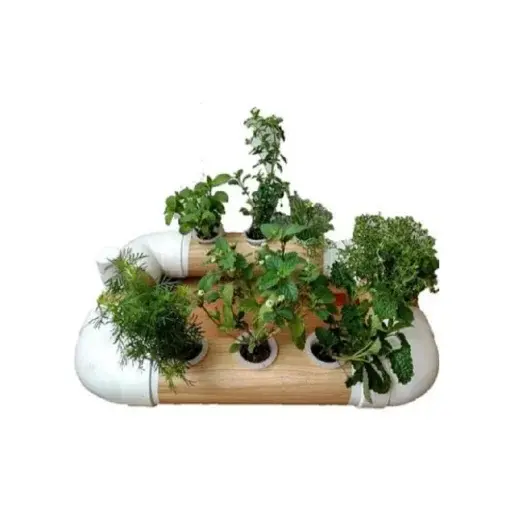 Mini Garden Wood Style Ultra-Compact Hydroponic Kit for Indoor Growing, 7 Plant with Nutrient and Plant Seeds